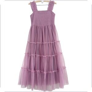 Sleeveless Mauve Tiered Midi Dress